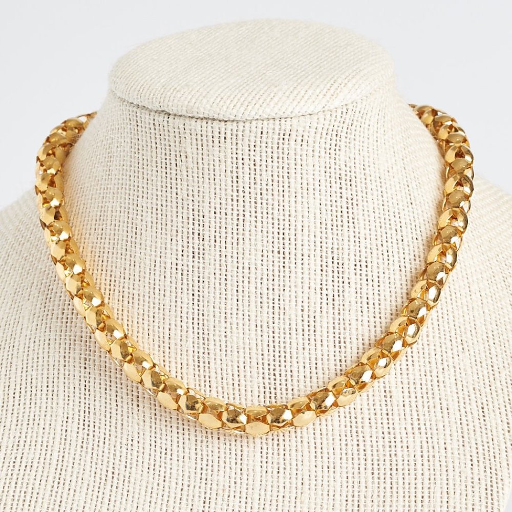 Vintage Tortolani Necklace, Signed Tortolani, Vintage Chain Necklace, Gold Plate